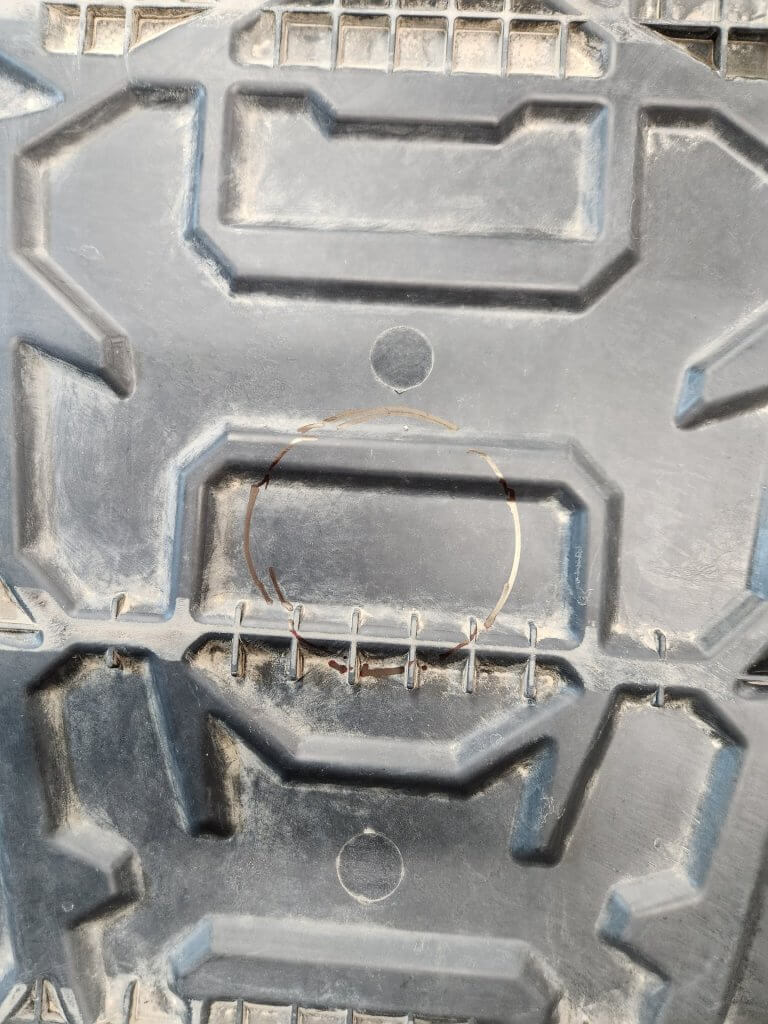 Marked out area for hole to drill - UTVSpot.net Marked out area for hole to drill