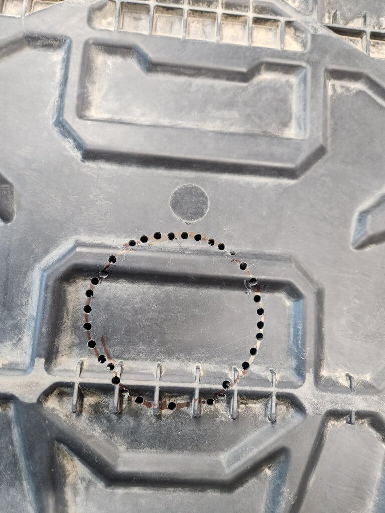 Drill starter holes for the port - UTVSpot.net Drill starter holes for the port